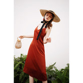 Asymmetric Hem Silk Dress with Spaghetti Straps and Tailored Back Silhouette